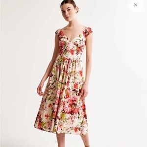 Abercrombie & Fitch cap sleeve Corset Midi Floral Print Dress